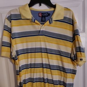 Chaps polo. Yellow blue and white stripes SZ Lg